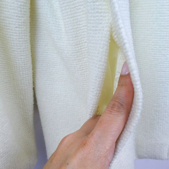 Vintage Square Shoulder Textured Blazer Sz M Ivory Cream Bouclé - Picture 4 of 16